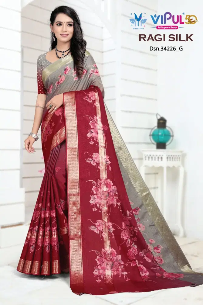 Ragi Silk 34226 By Vipul Fancy Daily Wear Saree Suppliers In India